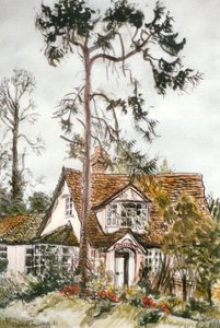 Cottage with Fir Tree by Unbekannt Unbekannt